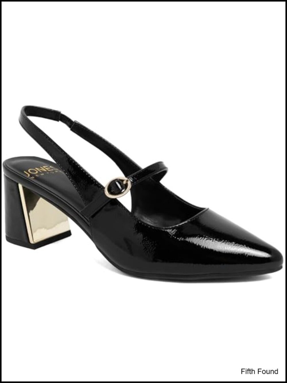 Jones New York Pointed Toe Mary Jane Slingback Block Heel Faux Leather Buckle
